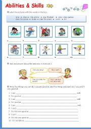 English Worksheet: Abilities and Skills