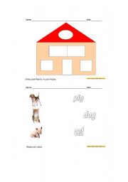 English Worksheet: houses, animals and weather