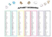English Worksheet: alphabet bookmarks