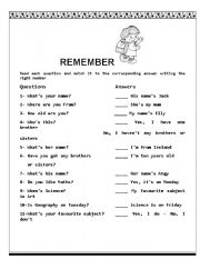 English Worksheet: Read&Match