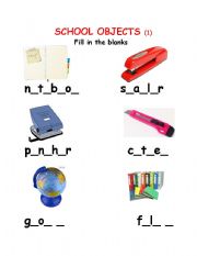 English Worksheet: SCHOOL OBJECTS 1