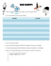 English Worksheet: Bad habits