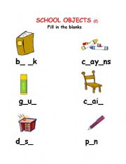 English Worksheet: SCHOOL OBJECTS 2