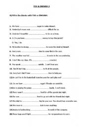 English Worksheet: Too & Enough 2