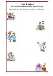 English Worksheet: daily routines