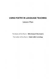 English worksheet: using a poem in language teaching