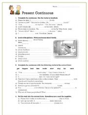 English Worksheet: PRESENT CONTINUOUS