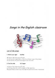 English Worksheet: Songs worksheets