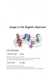 Songs worksheets