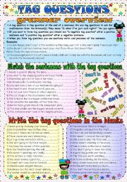 English Worksheet: TAG QUESTIONS