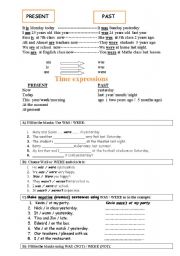 English Worksheet: Was-Were