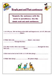 English Worksheet: simple past and past continuous part 1
