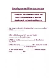 English Worksheet: simple past and past continuous (part 2)