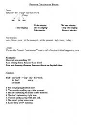 English worksheet: present continuous