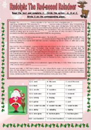 English Worksheet: Rudolph the red-nosed reindeer story