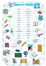 English Worksheet: Classroom objects