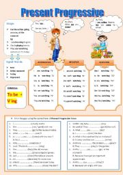 English Worksheet: The Present Progressive Tense