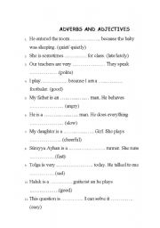 English Worksheet: adjective  and adverbs 
