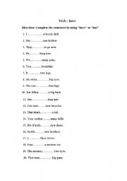 English Worksheet: verb to have