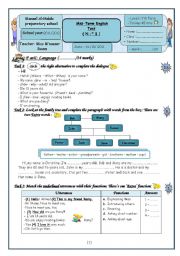 English Worksheet: 7 Th Form DC (Term 1) 2011-2012