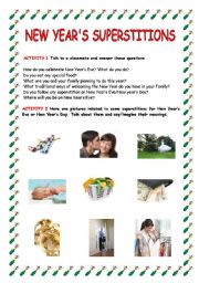 English Worksheet: NEW YEARS SUPERSTITIONS