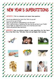 English Worksheet: NEW YEARS SUPERSTITIONS
