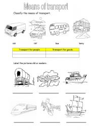 English Worksheet: Means of transport