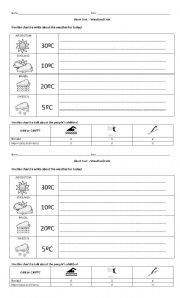 English worksheet: CAN & THE WEATHER