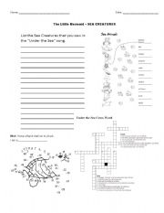 English Worksheet: The Little Mermaid Sea Creatures