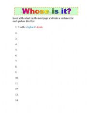 English Worksheet: s for possession
