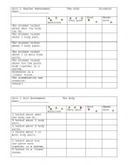 English Worksheet: Self, peer, and teacher assessment forms