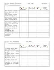 English Worksheet: Self, peer, and teacher assessment forms
