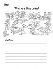 English Worksheet: what are they doing?