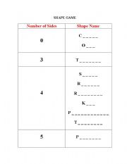 English worksheet: Shapes