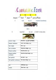 English Worksheet: CAUSATIVE FORM-the easy way for Ss to remember