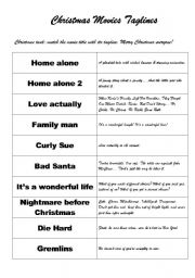 English Worksheet: Christmas Movies taglines