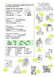 English Worksheet: Merry Christmas _ Rudolph, the red-nosed reindeer