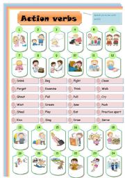 English Worksheet: action verbs matching