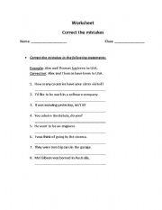 English worksheet: Correct the mistakes