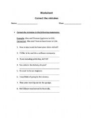 English Worksheet: Correct the mistakes