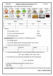 English Worksheet: Time for Lunch