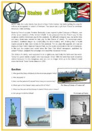 English Worksheet: Reading comprehension N5. THE STATUE OF LIBERTY