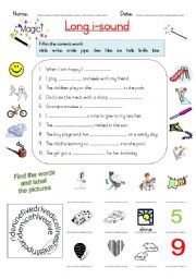 English Worksheet: Magic -e -- Long i sound