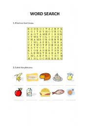 English worksheet: wordsearch about food