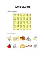 English Worksheet: wordsearch about food