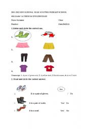 English worksheet: clothes exam