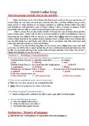 English Worksheet: Martin Luther King