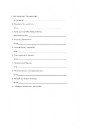 English worksheet: test on reported speech