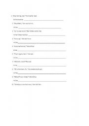 English Worksheet: test on reported speech