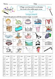 English Worksheet: Magic -e -- Long a sound